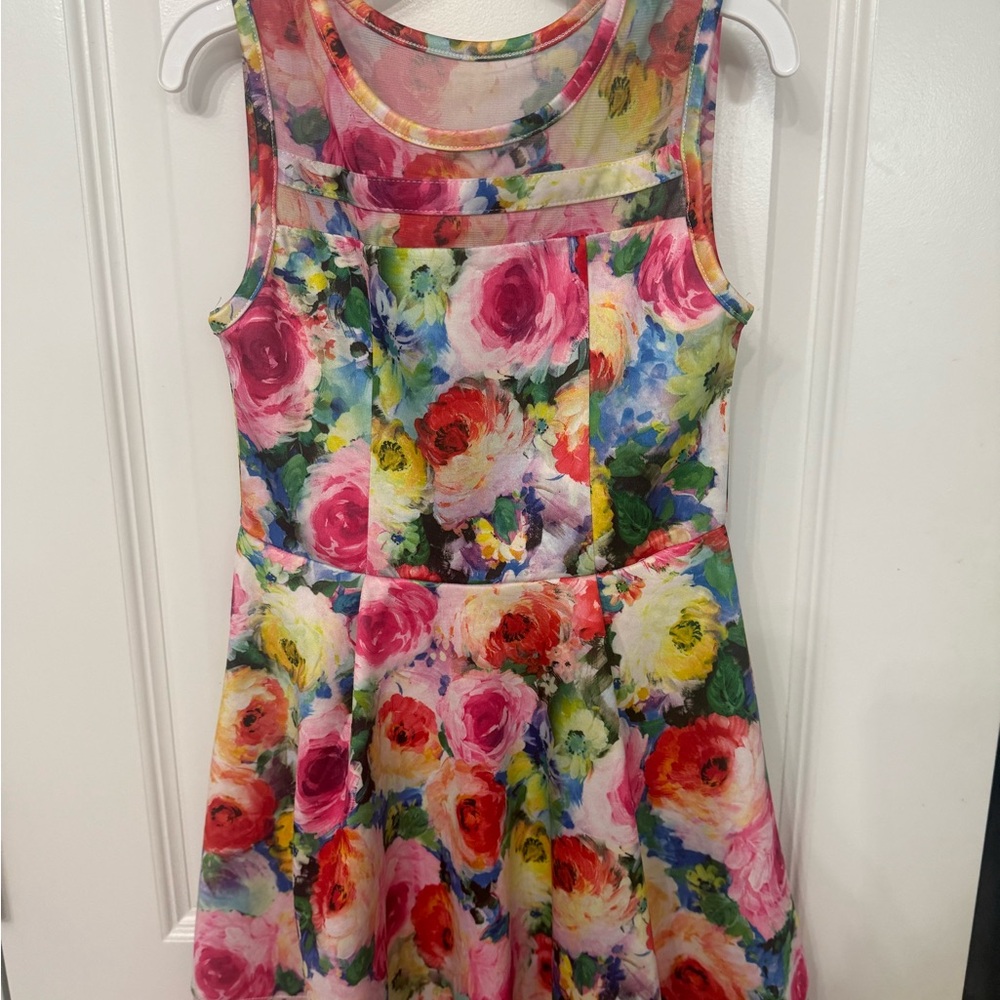 kidpik Colorful Floral Sleeveless Dress